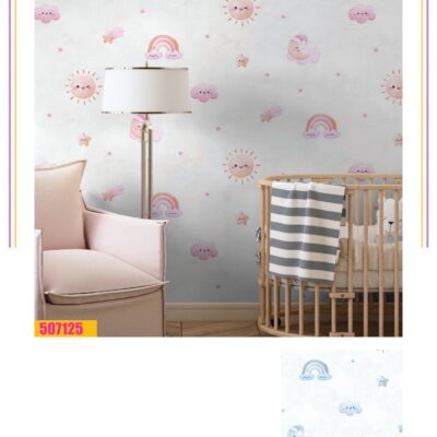 کاغذ دیواری دخترانه خورشید و رنگین کمان فانتزیا دکوراسیون قلعه کاغذ دیواری