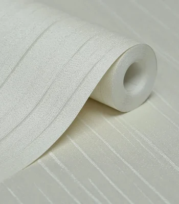 کاغذ دیواری ساده راه راه سفید کرم مون دکوراسیون قلعه کاغذ دیواری