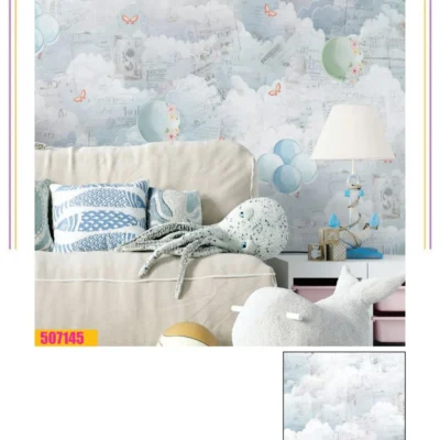 کاغذ دیواری کودک پروانه بادکنک فانتزیا دکوراسیون قلعه کاغذ دیواری