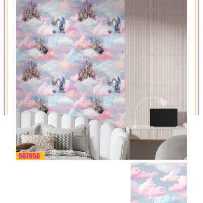 کاغذ دیواری کودک طرح قلعه فانتزیا دکوراسیون قلعه کاغذ دیواری