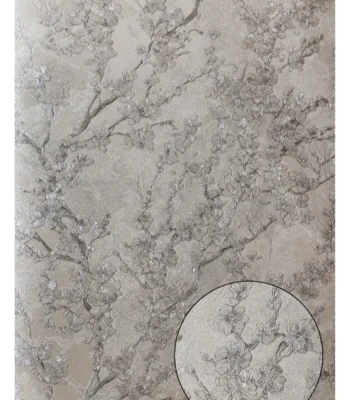 کاغذ دیواری گلدار ریز نقره ای باروک ست دکوراسیون قلعه کاغذ دیواری