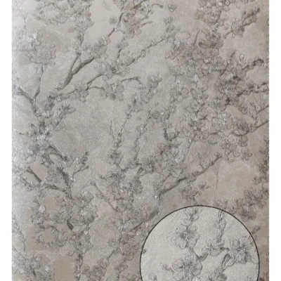 کاغذ دیواری گلدار ریز نقره ای باروک ست دکوراسیون قلعه کاغذ دیواری