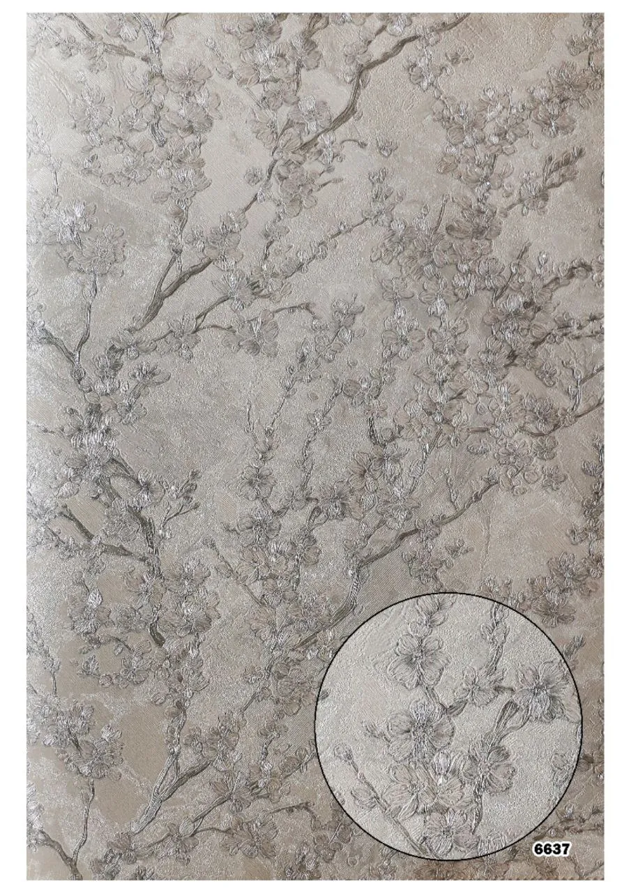 کاغذ دیواری گلدار ریز نقره ای باروک ست دکوراسیون قلعه کاغذ دیواری