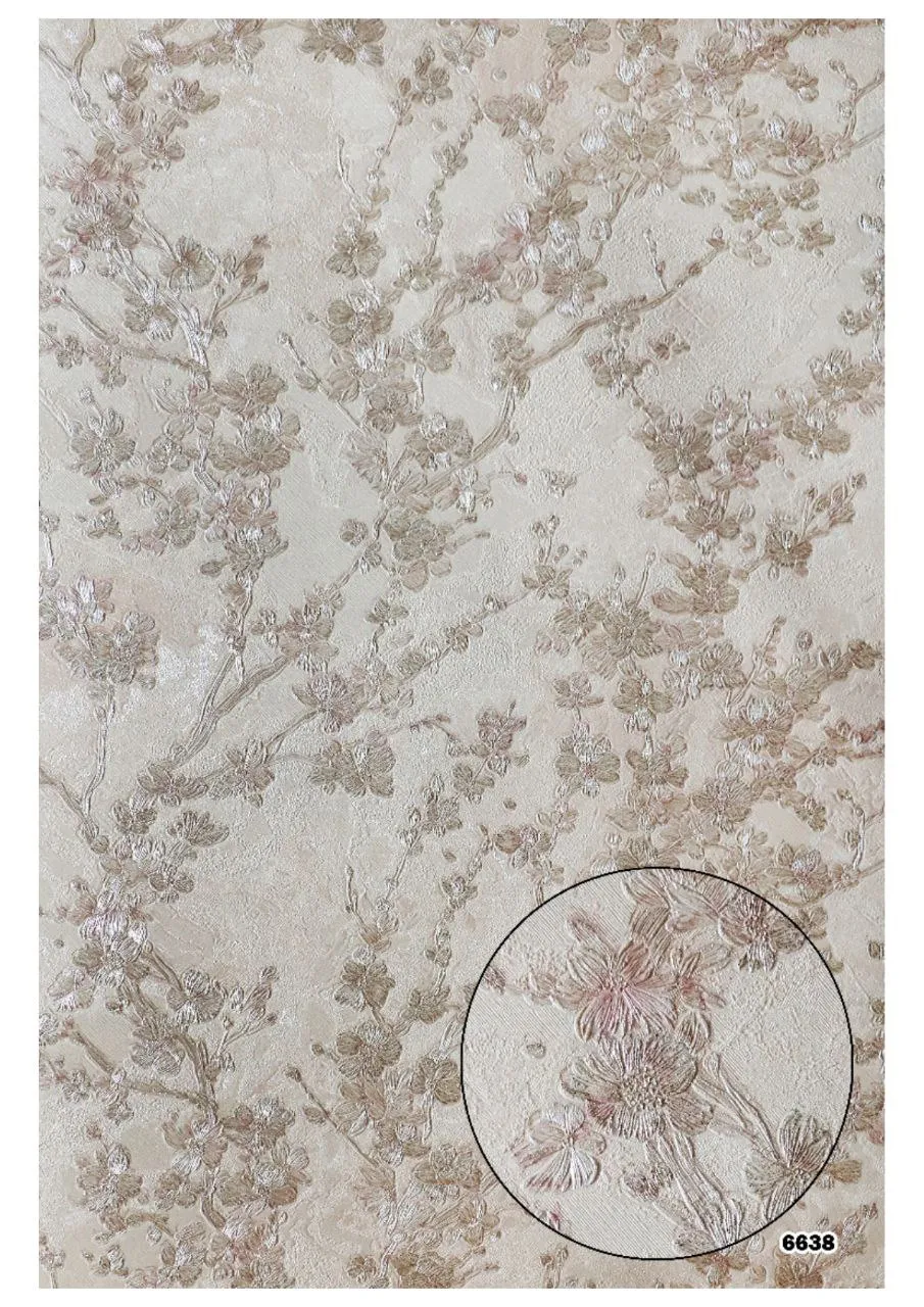 کاغذ دیواری گلدار ریز کرم باروک ست دکوراسیون قلعه کاغذ دیواری