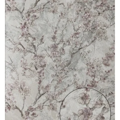 کاغذ دیواری گلدار ریز گلبهی باروک ست دکوراسیون قلعه کاغذ دیواری