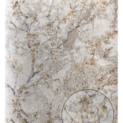 کاغذ دیواری گلدار ریز طلایی باروک ست دکوراسیون قلعه کاغذ دیواری