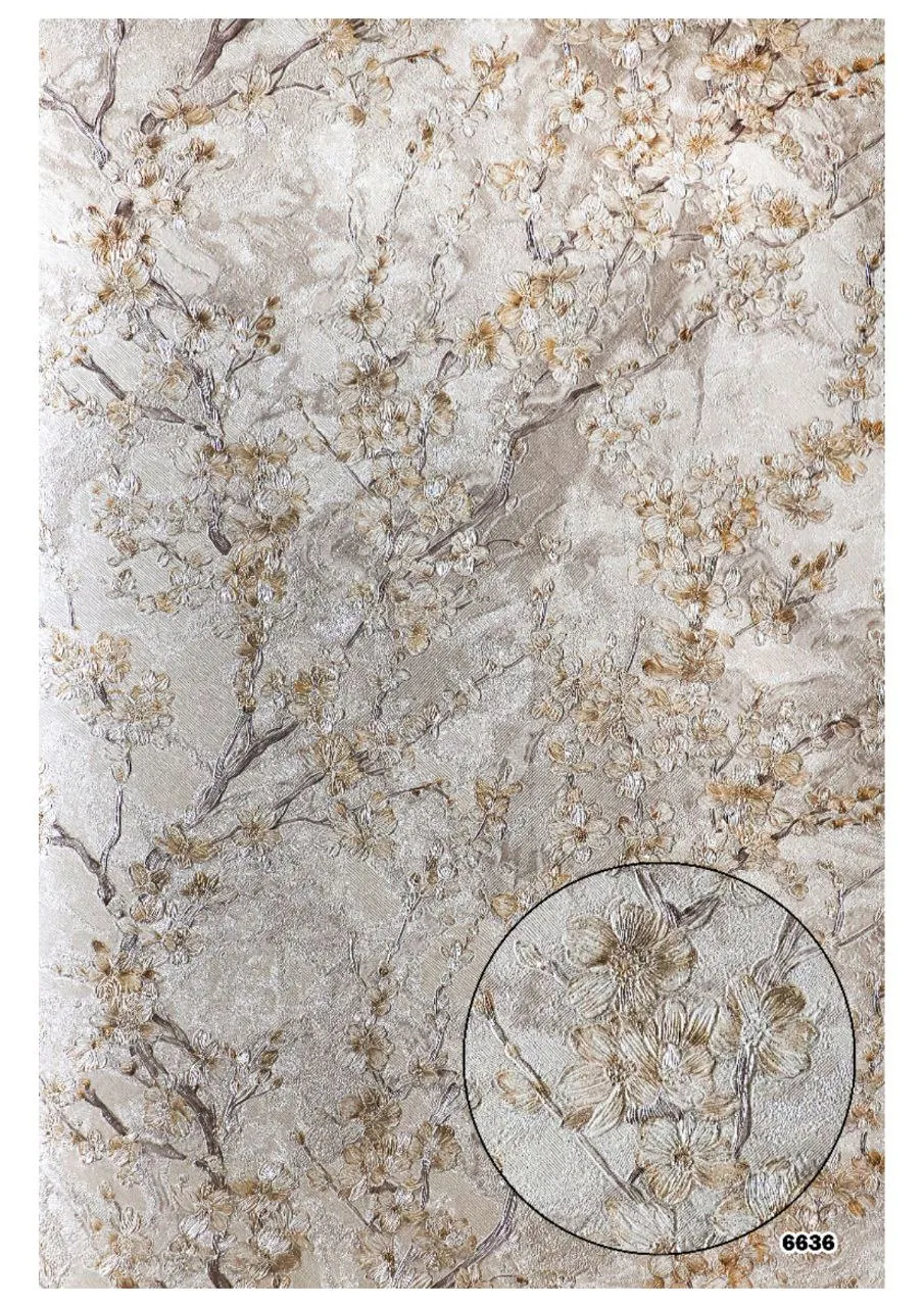 کاغذ دیواری گلدار ریز طلایی باروک ست دکوراسیون قلعه کاغذ دیواری