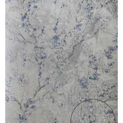 کاغذ دیواری گلدار ریز آبی باروک ست دکوراسیون قلعه کاغذ دیواری