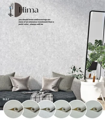 کاغذ دیواری پتینه سفید طوسی هیما دکوراسیون قلعه کاغذ دیواری