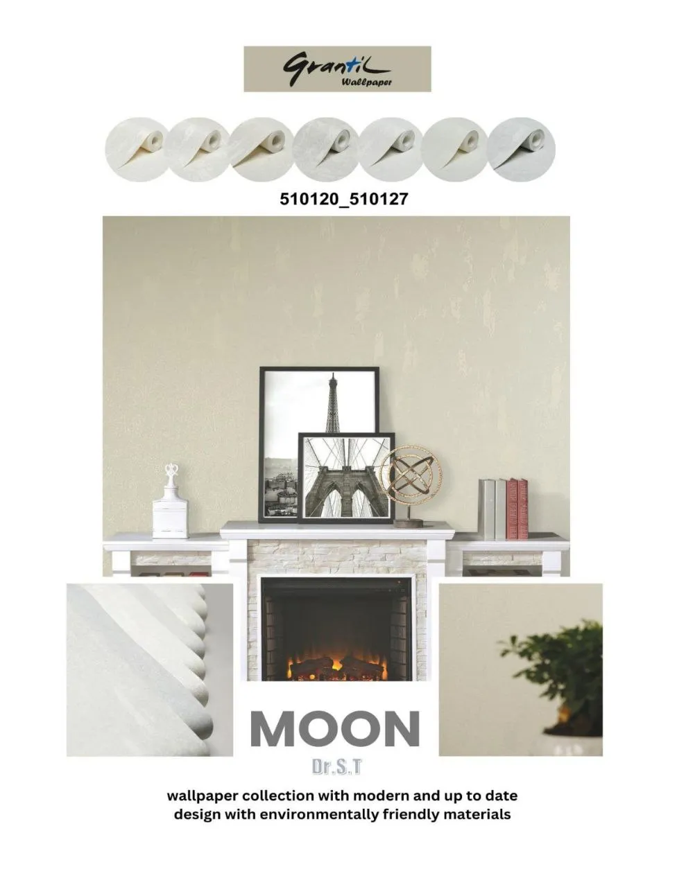 کاغذ دیواری ساده پتینه کرمی مون دکوراسیون قلعه کاغذ دیواری