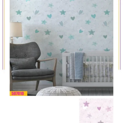 کاغذ دیواری کودک ستاره قلب فانتزیا دکوراسیون قلعه کاغذ دیواری