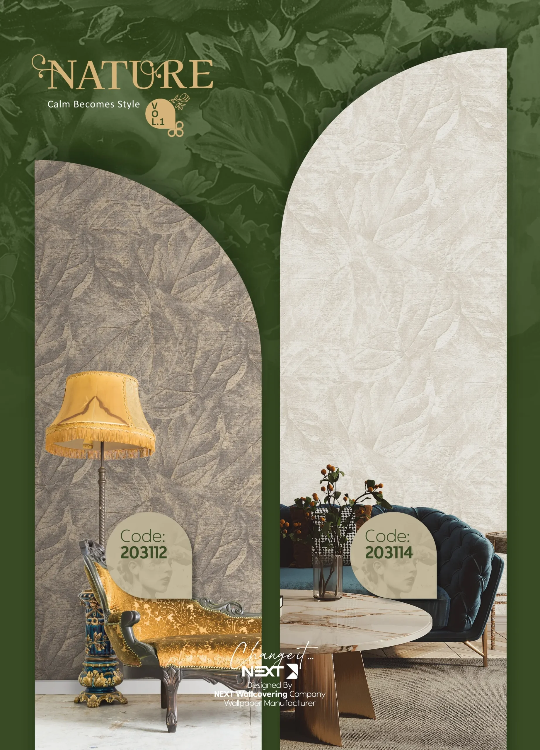 کاغذ دیواری طرح برگ نیچر 1 دکوراسیون قلعه کاغذ دیواری