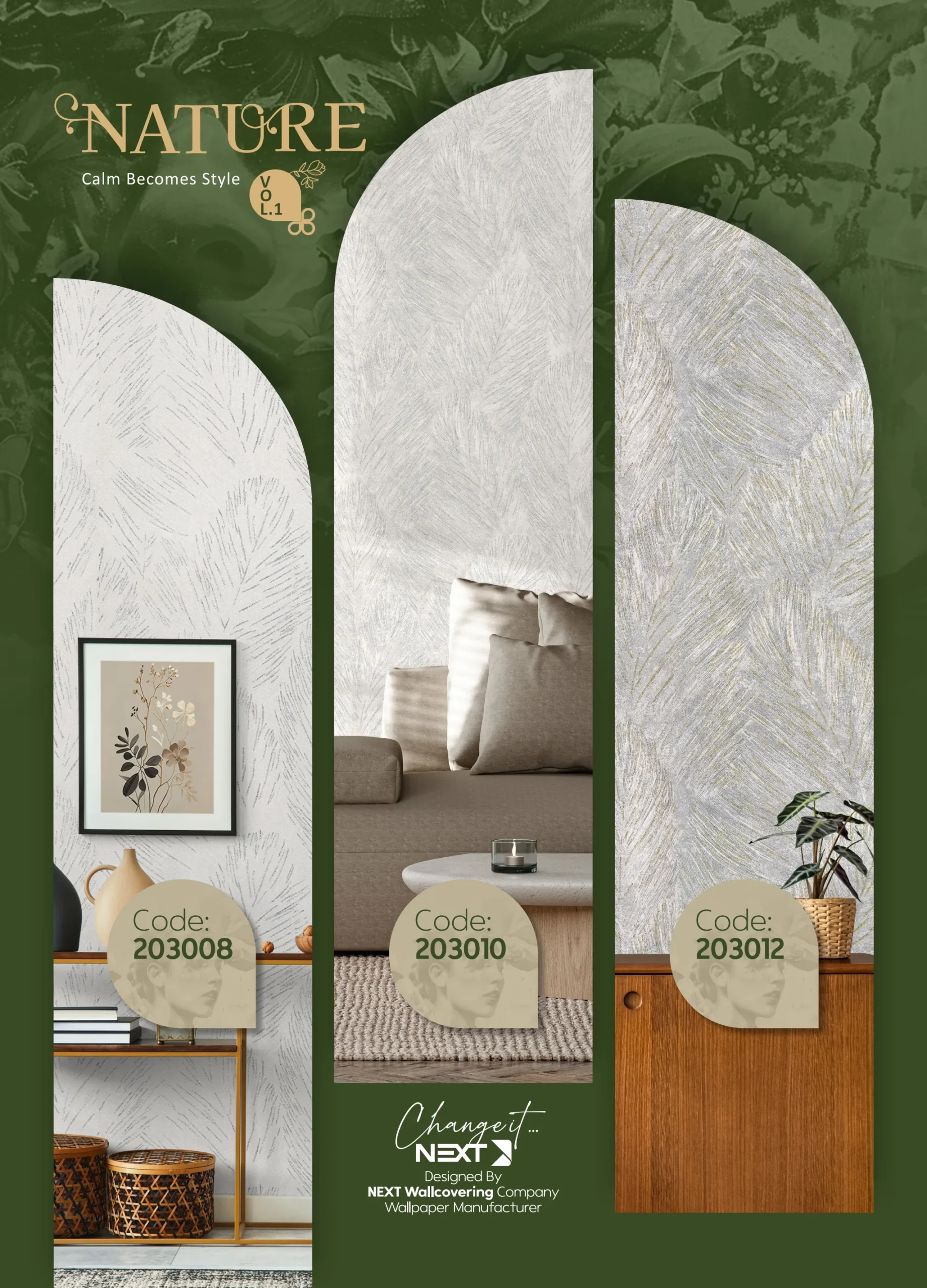 کاغذ دیواری طرح برگ مدرن نیچر 1 دکوراسیون قلعه کاغذ دیواری