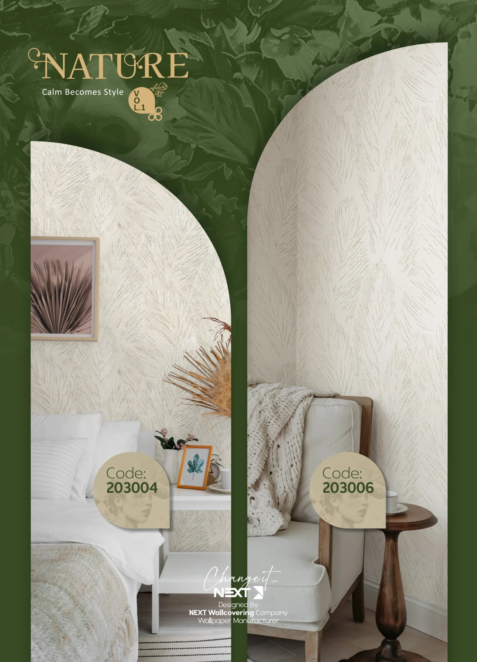 کاغذ دیواری طرح برگ مدرن نیچر 1 دکوراسیون قلعه کاغذ دیواری