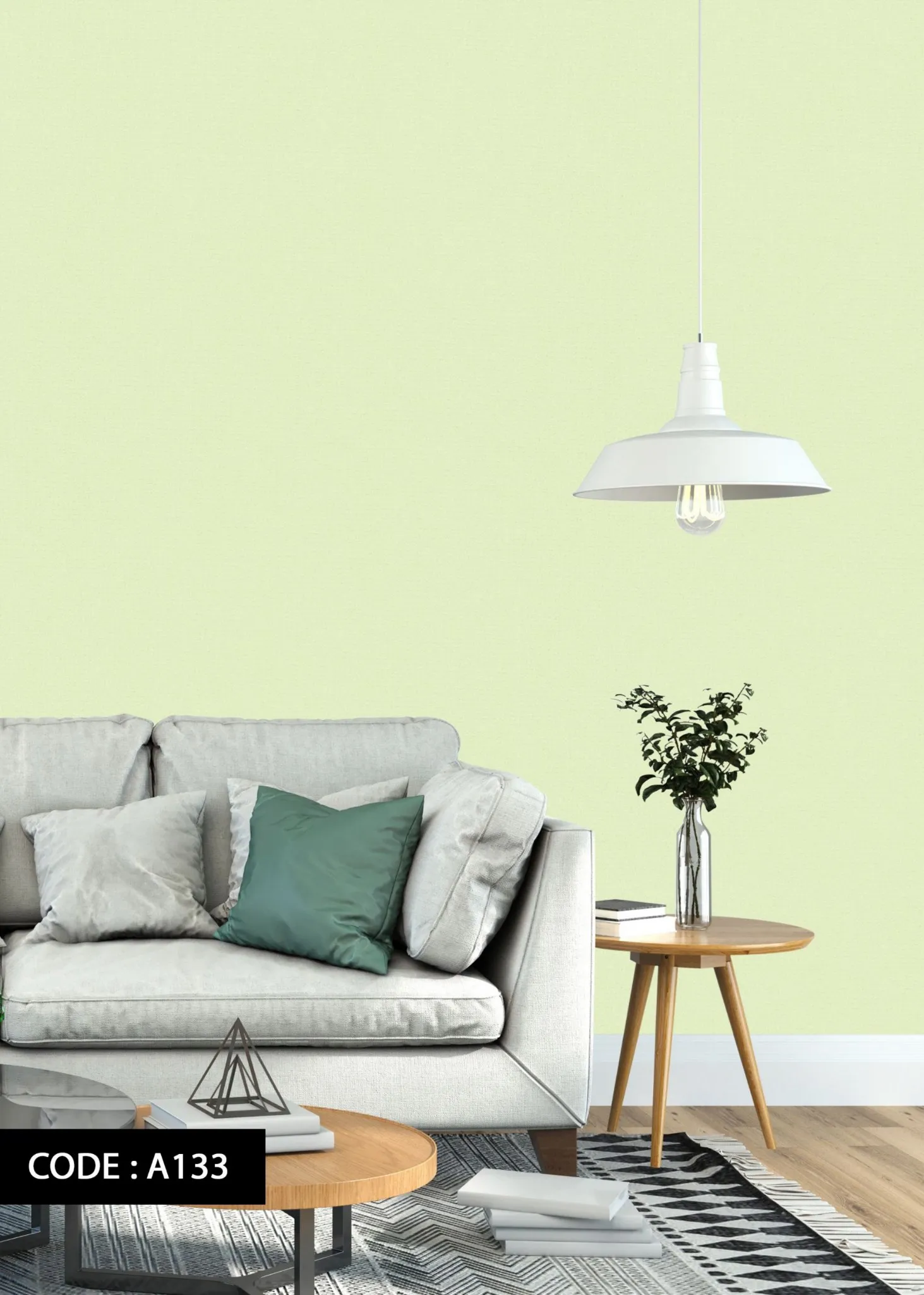 کاغذ دیواری ساده سبز پسته ای مات M&M دکوراسیون قلعه کاغذ دیواری